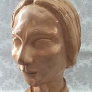 Bust in raw earth of atelier bust face of woman signed j.c.g.