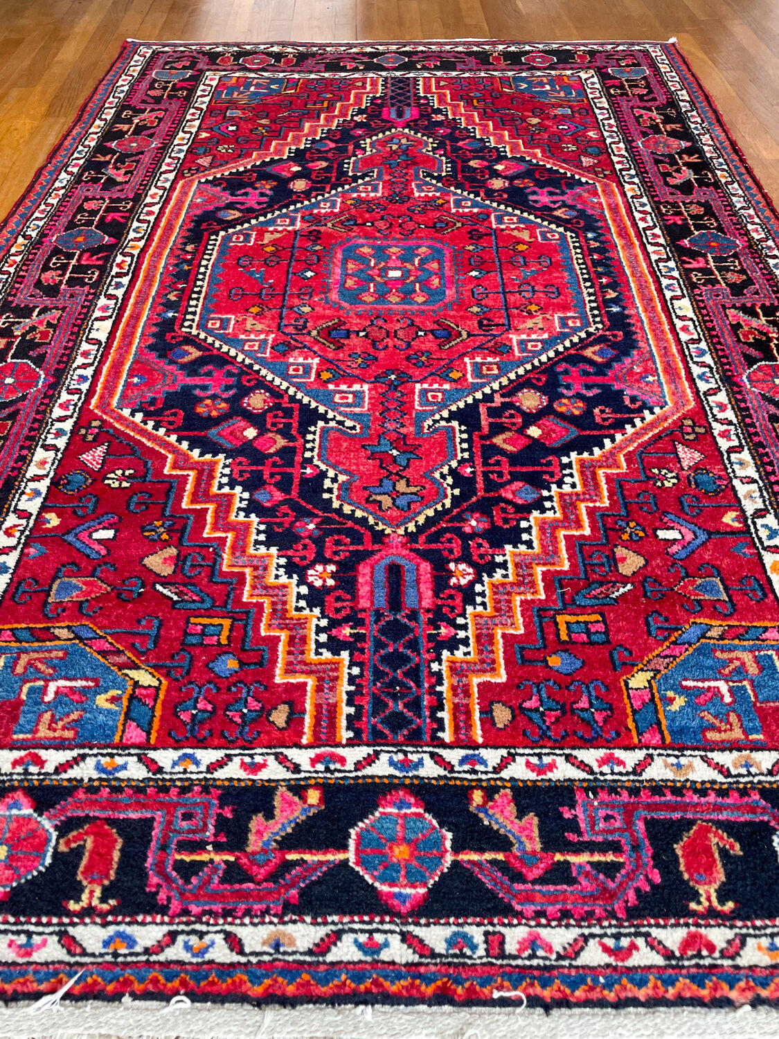 Burgundy Persian rugs pink and midnight blue