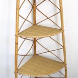 Corner rattan shelf