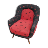 Armchair year 50 red and black compass feet