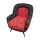 Fauteuil année 50 rouge et noir pieds compas