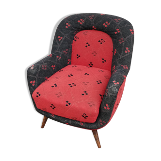 Armchair year 50 red and black compass feet