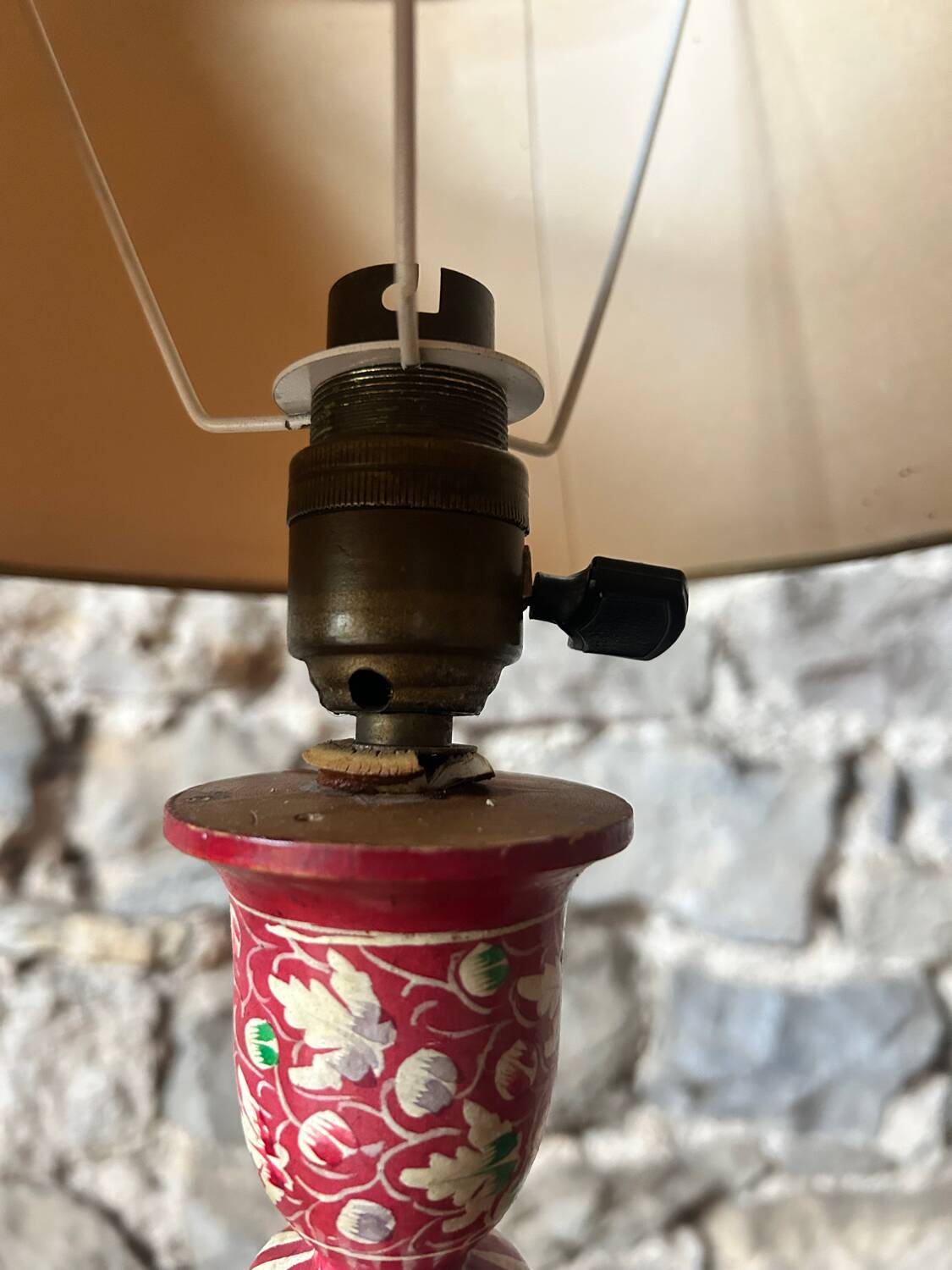 Ethnic carved wooden lamp