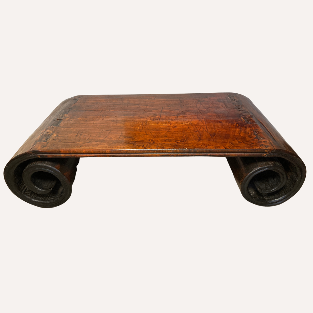 Midcentury Chinese antique scroll coffee table
