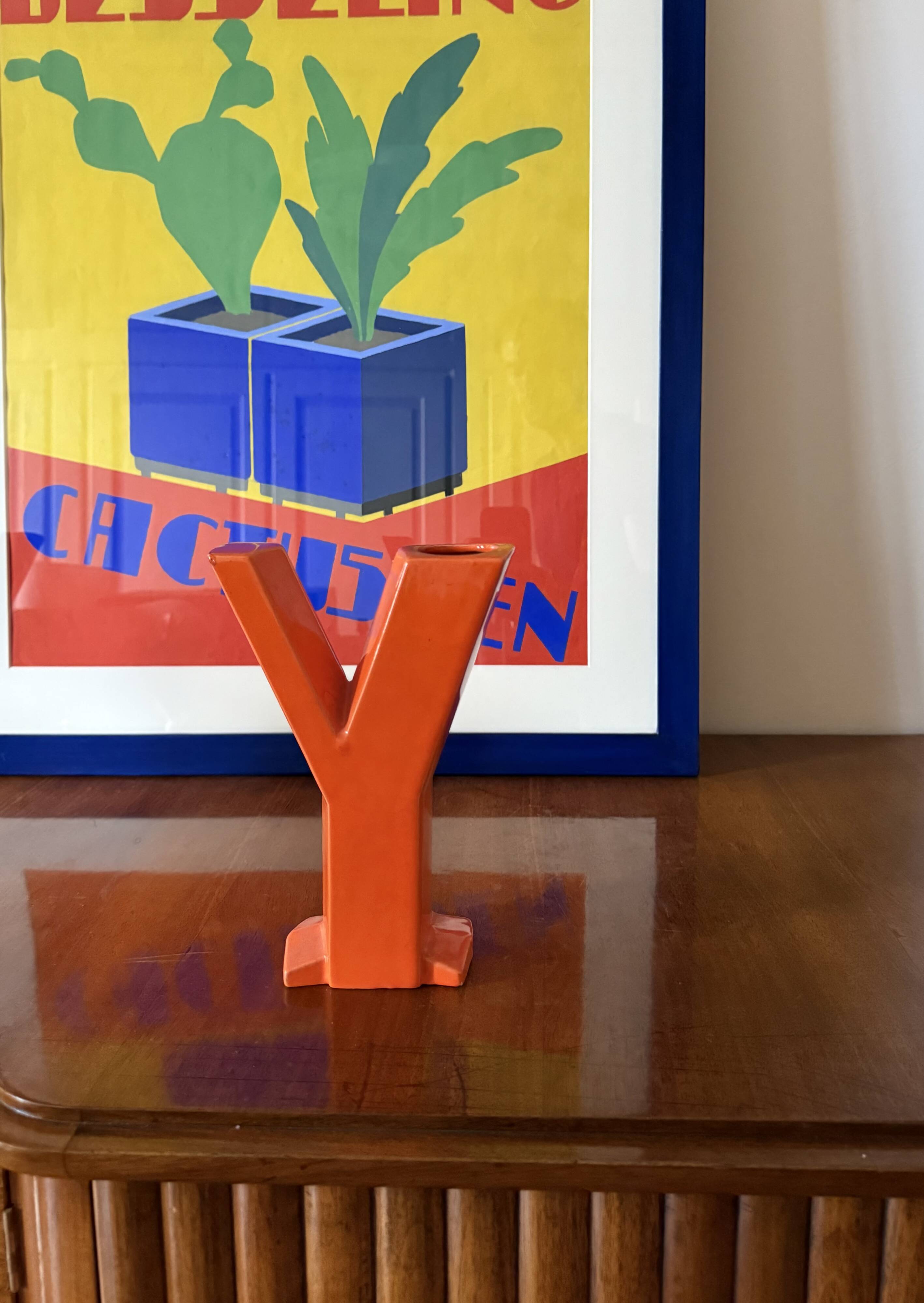 Space age orange Y solifleur vase, Marcel Radureau France 1970