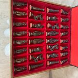 Leather and metal chess set