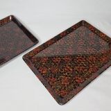 Two serving trays in vintage Japanese lacquer, "Kara-nuri"