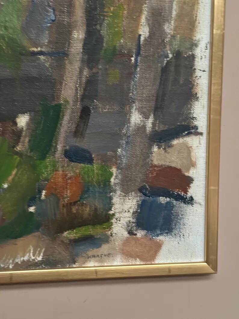 Swedish Oil on Panel“Composition” by Nils Folke Knafve –Vintage & Framed