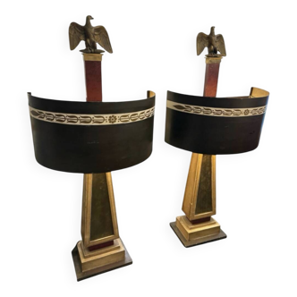 French 1805 Original First Empire pair of “ Napoleonic  Bronze floor lamps