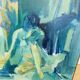 Painting, contemporary oil on canvas, blue women