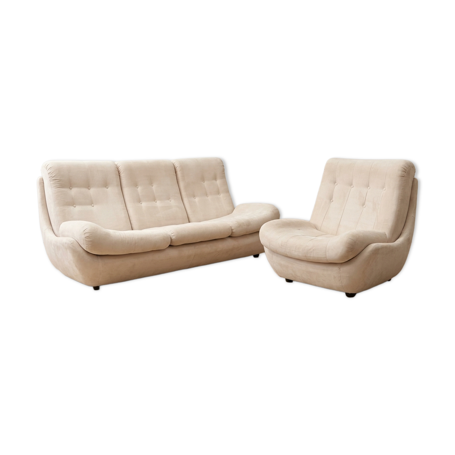 Atlantis seating set space age upholstered sofa & lounge chair by Jitona, 1970s Czechoslovakia