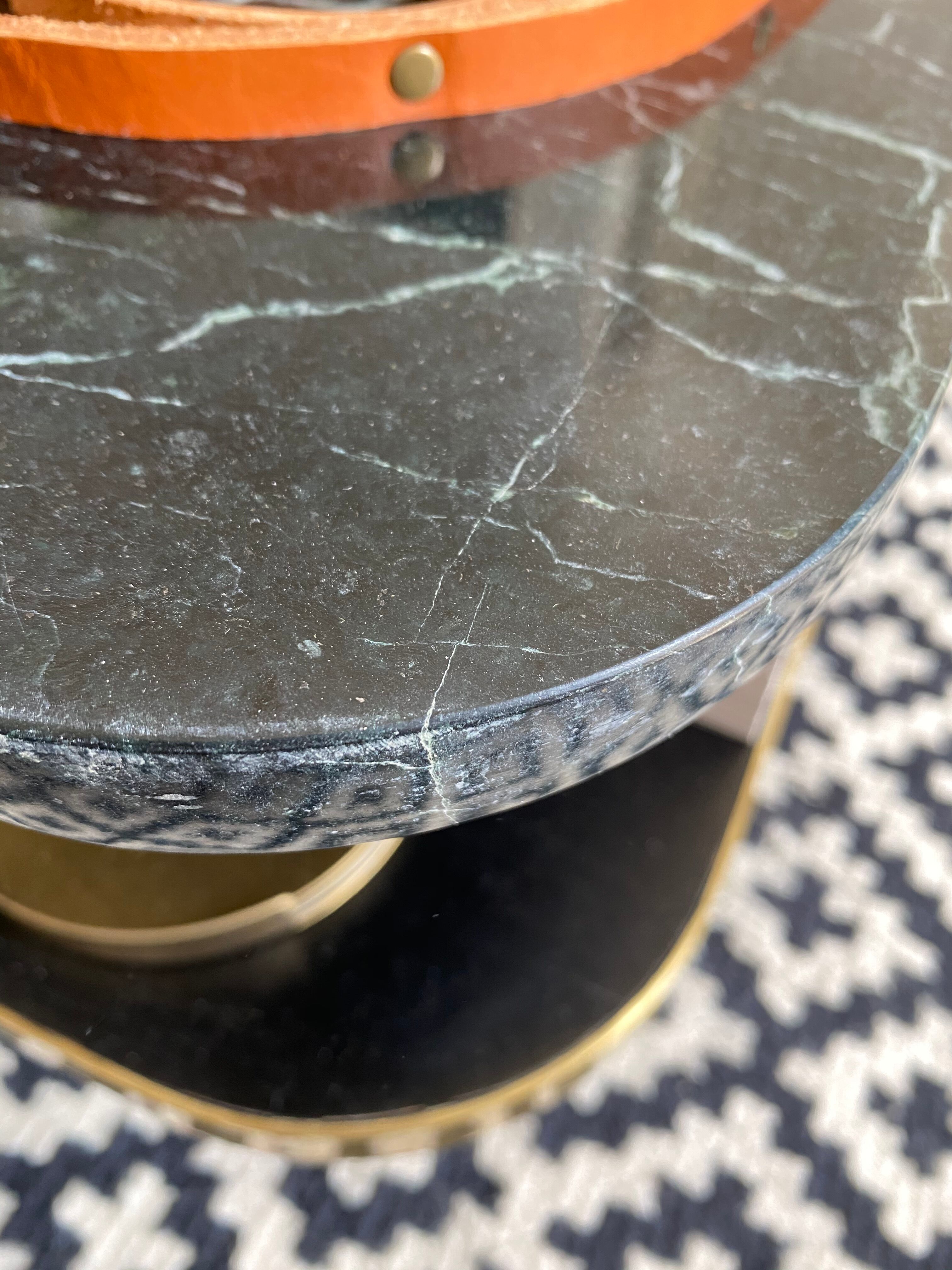 Red Edition brass and green marble lounge table