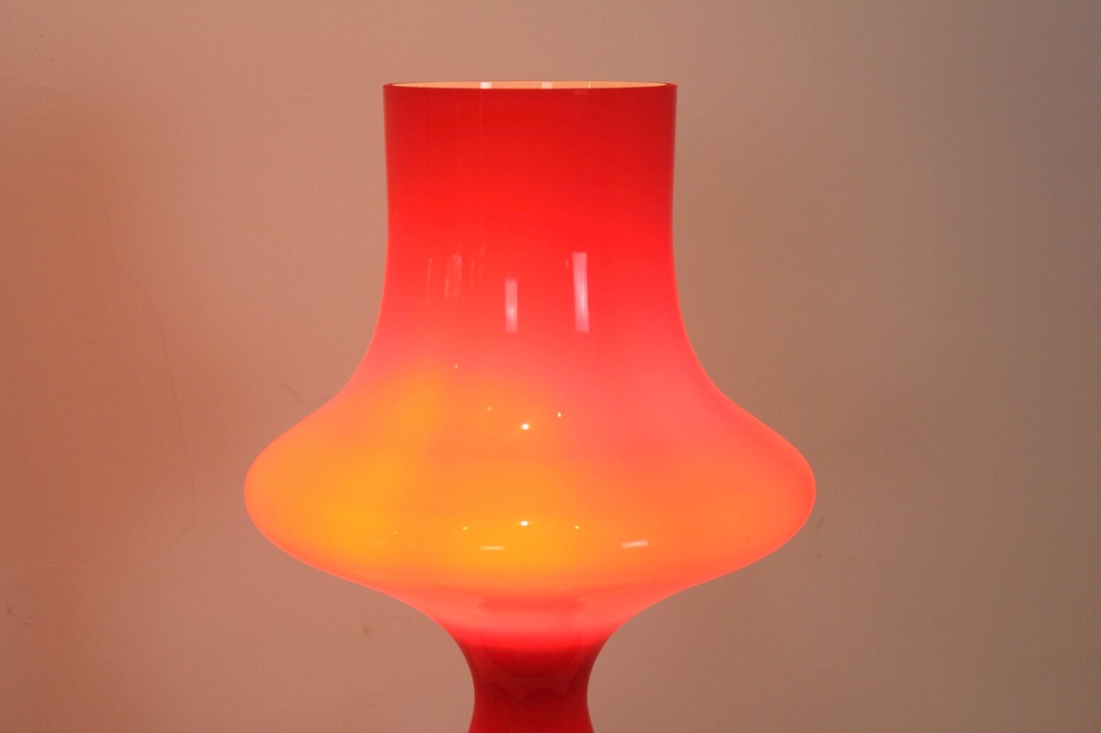 Orange opaline glass table lamp by Štepán Tabery, 1960s