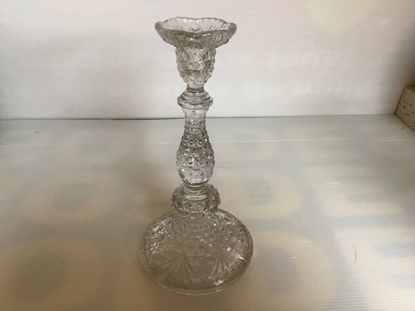 Ancien bougeoir pointes de diamant verrerie sailmont