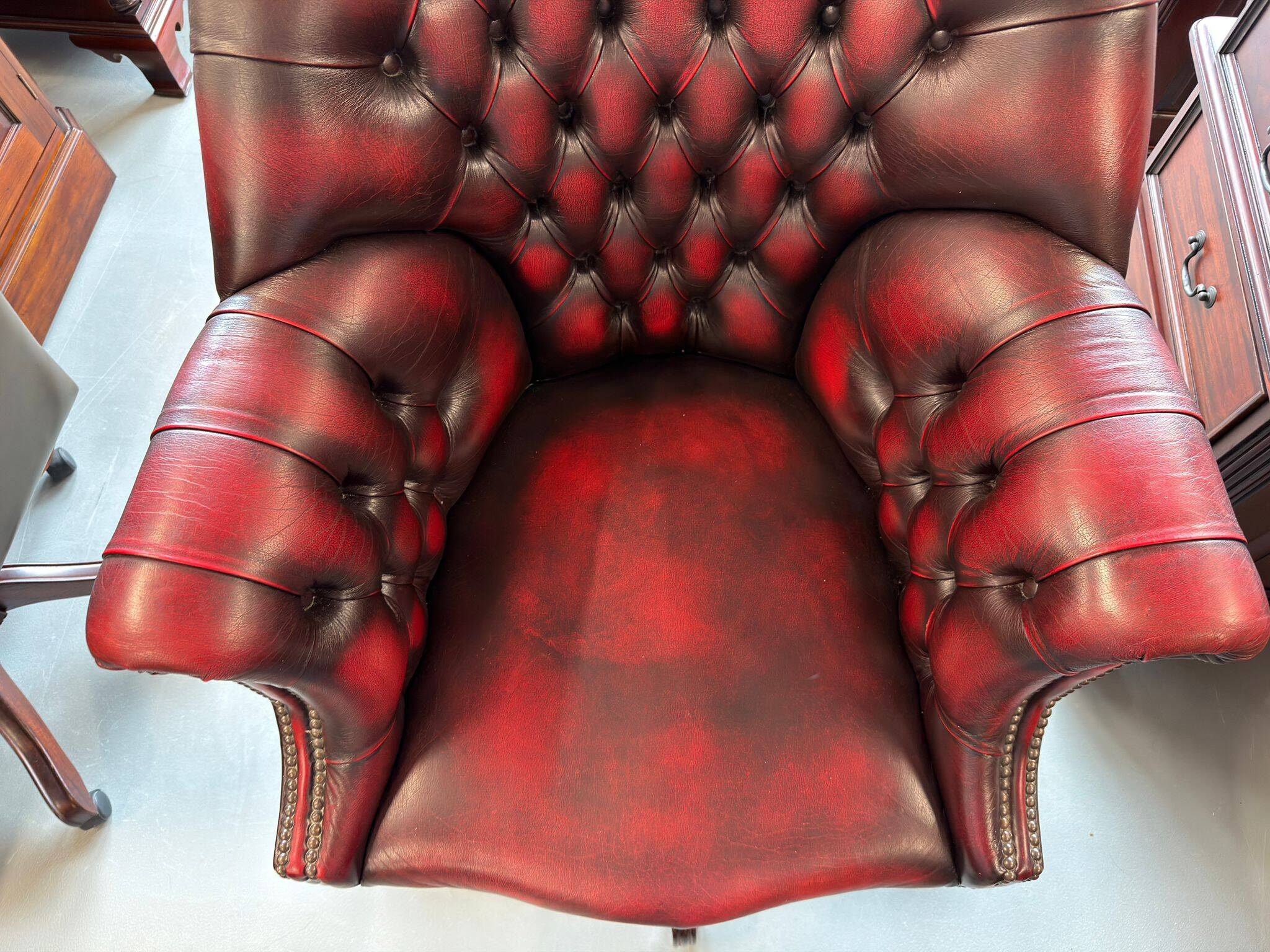 Springvale Chesterfield office chair in oxblood leather