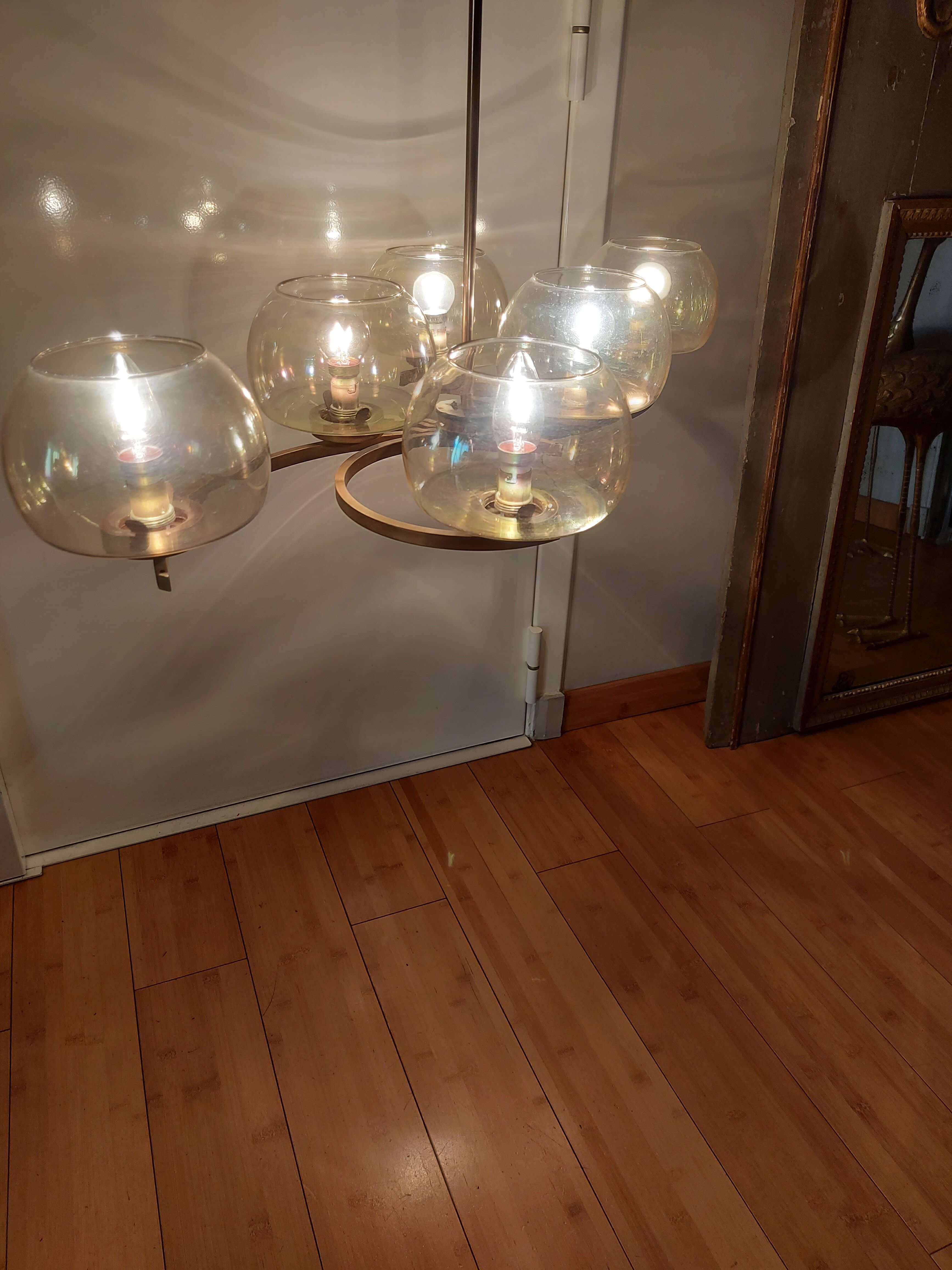 Lustre en laiton doré années 50'S