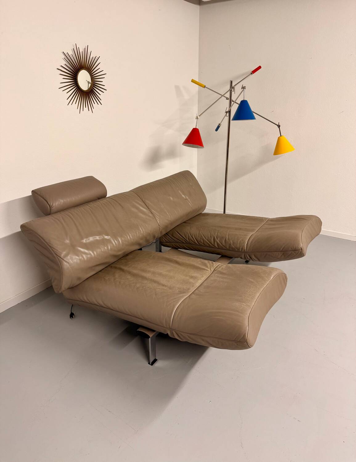 De Sede ds 140 grey 2/3 seater sofa, vintage leather, 80s design