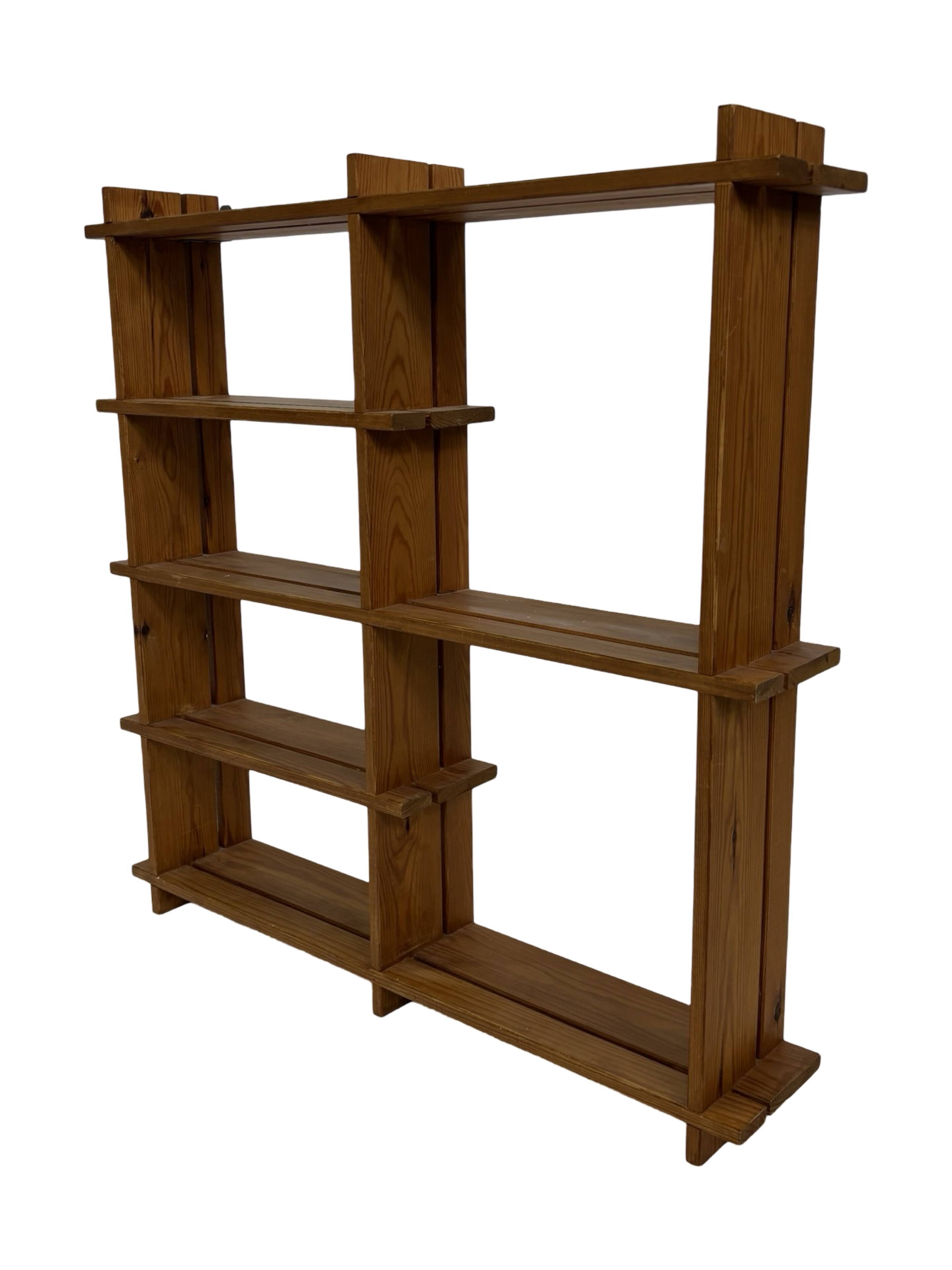 Vintage Wall shelf rack Pine wood 70s design