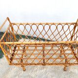 Vintage rattan and bamboo crib, 60s, TBE.
