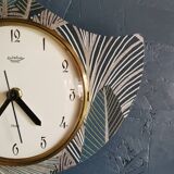 Vintage clock silent asymmetrical wall clock "Lutetia golden green"