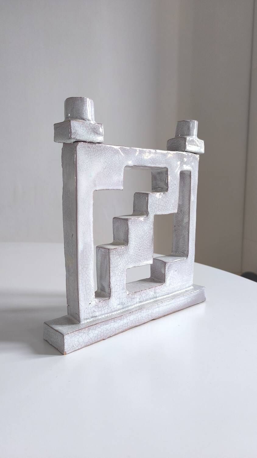 1960s crackle ceramic candle holder