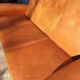Sofa club leather 3 places buttoned back finish studded and velvet