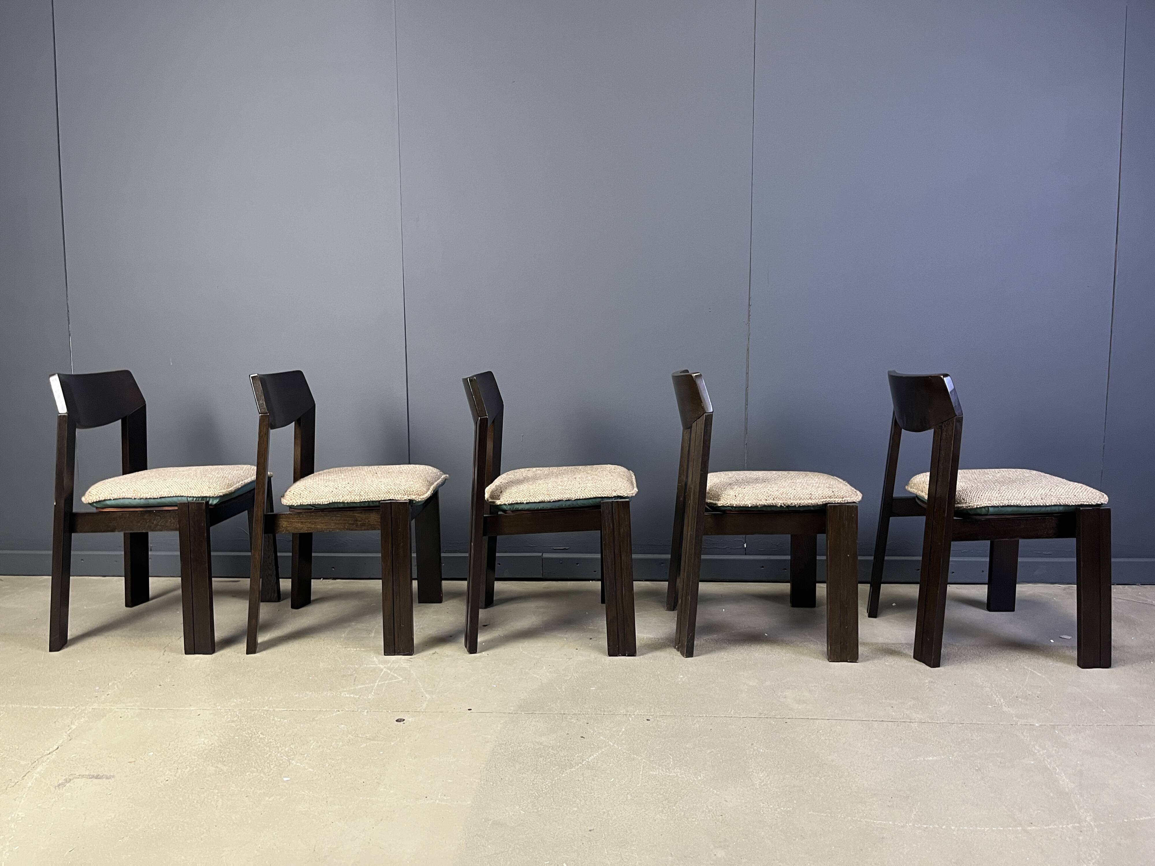 Vintage brutalist dining chairs, set of 5 - 1970s