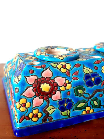 Longwy enamel inkwell