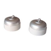 Pair of old porcelain and brushed aluminum switches 40s/50s