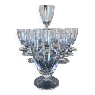 Crystal Glasses - Port Digestif White Wine - Art Deco Service 1930 - Old tableware