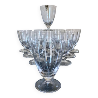 Verres en Cristal - Porto Digestif Vin Blanc - Service Art Déco 1930 - Vaisselle ancienne