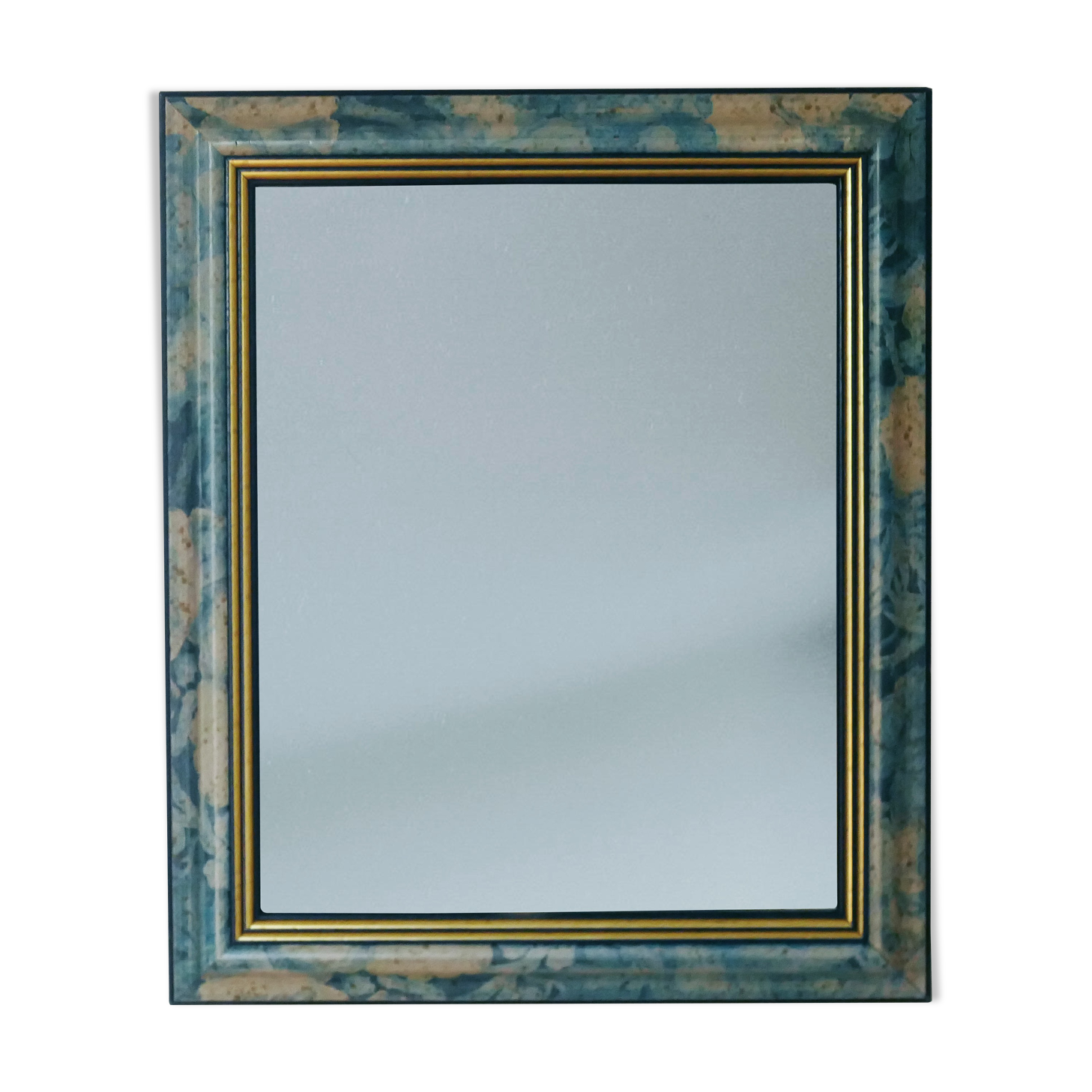 Miroir en bois avec motifs de fleur 31x36cm