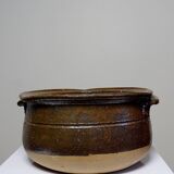 Marmite/bol à oreilles ancien XXe grès de Puisaye émaillé