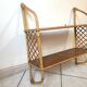 Rattan & oak vintage wall shelf 60's Louis Sognot