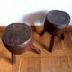 Pair of Brutalist wooden stools, circa 1960