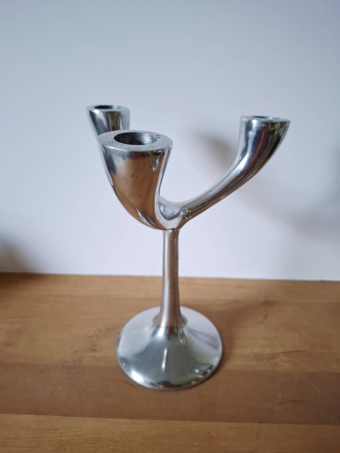 Vintage aluminium candlestick duo