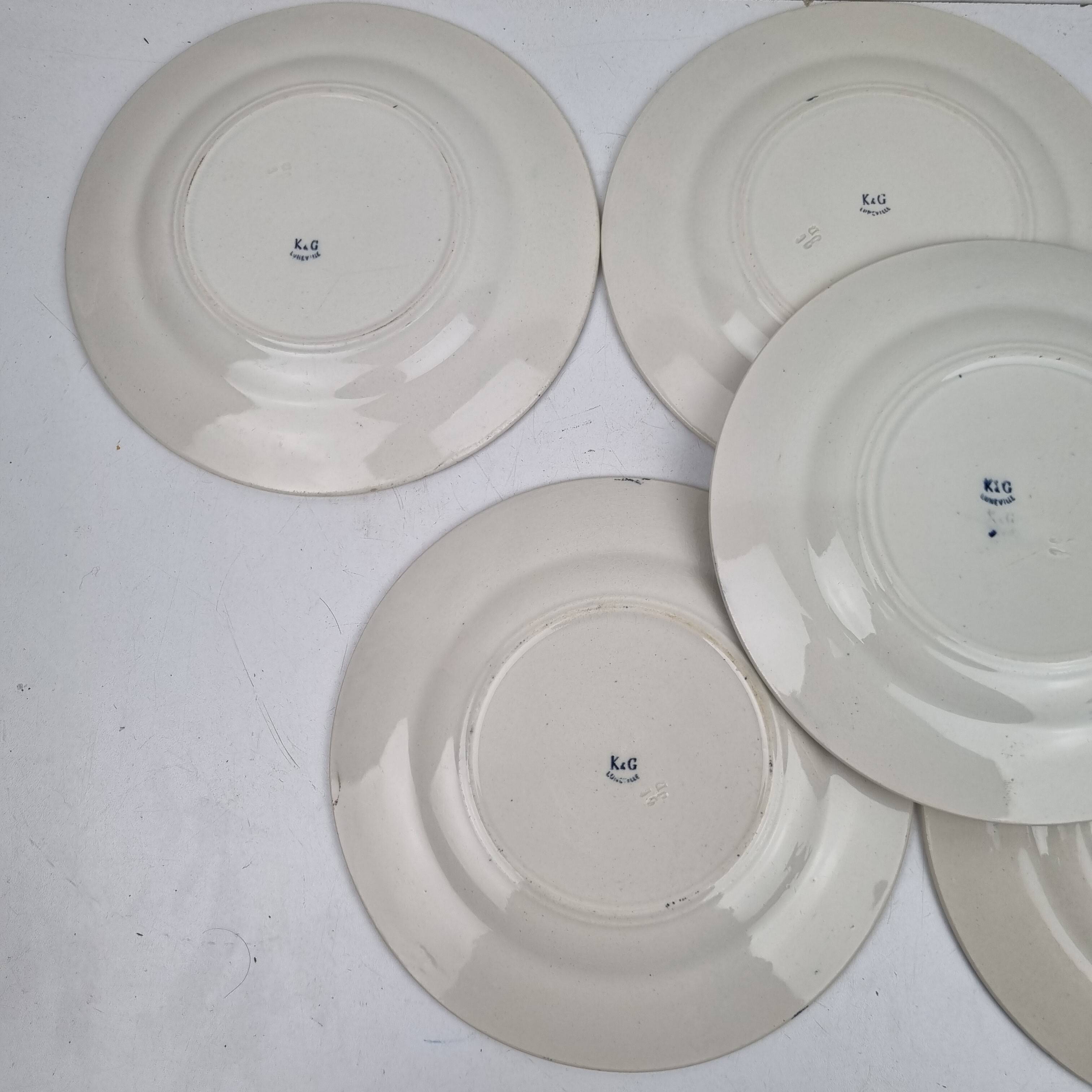 6 flat plates from Lunéville ironstone.