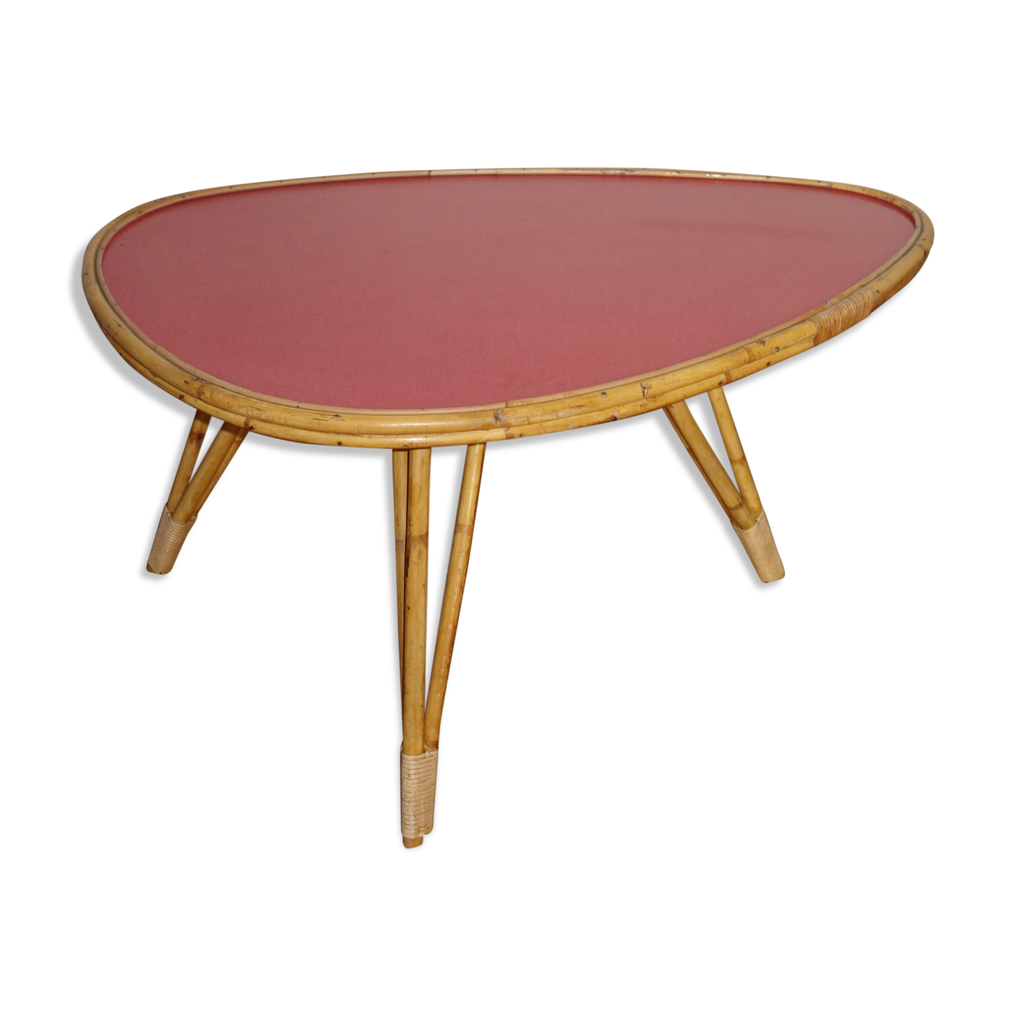 Free form rattan coffee table from the 60