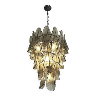 Smoked Fumé Murano Glass “Rondini” Cascade Chandelier, Modern Venetian Design
