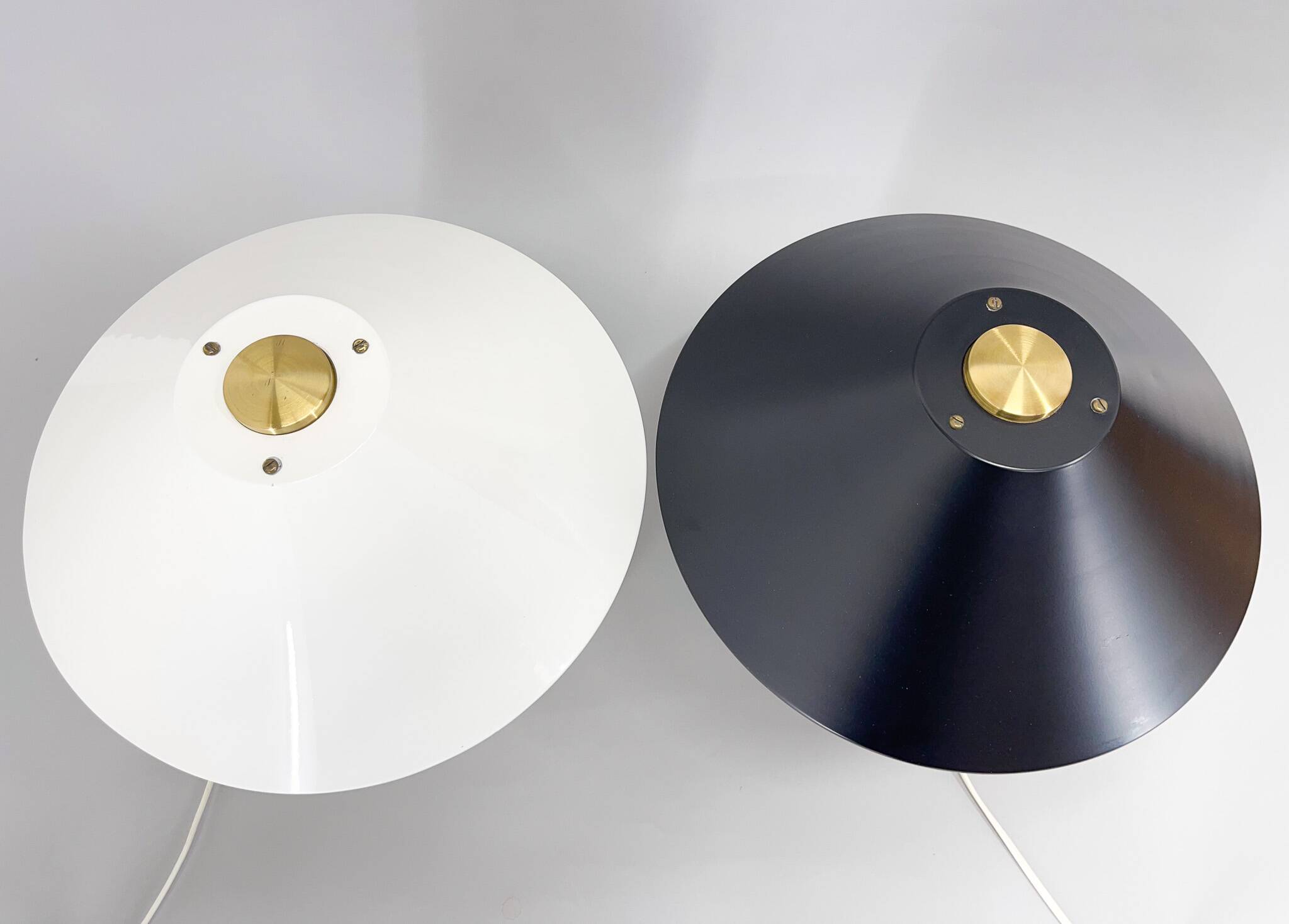 Pair of Mid-Century Brass & Metal Table Lamps by Napako, Czechoslovakia