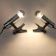 Pair of Targetti clamp spotlights in chrome metal 1970