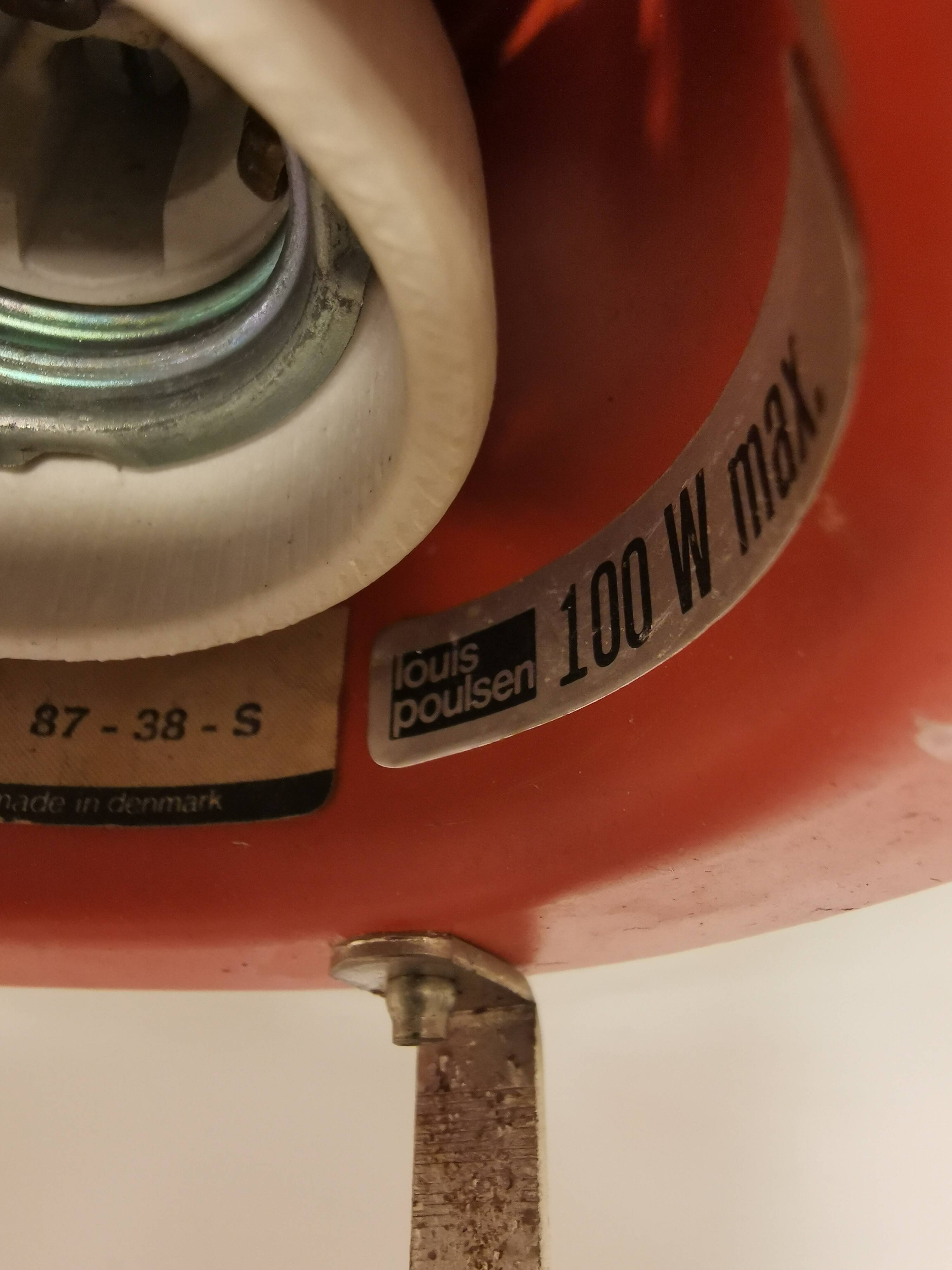 Older ph 4/3 hanging lamp, in white, with original orange dimmer.