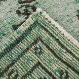 4x9 Rug For Living Room Green Oriental Turkish Vintage Rug, 135x270Cm