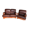 Leather sofa and armchair