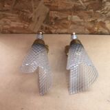 Paire Ancienne Applique Laiton & Réflecteur Plexi Années 70 Vintage