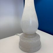 Lampe blanche en albâtre - lampe de table vintage en albâtre blanc et rouge