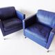 De Sede DS118 pair of blue leather club chairs