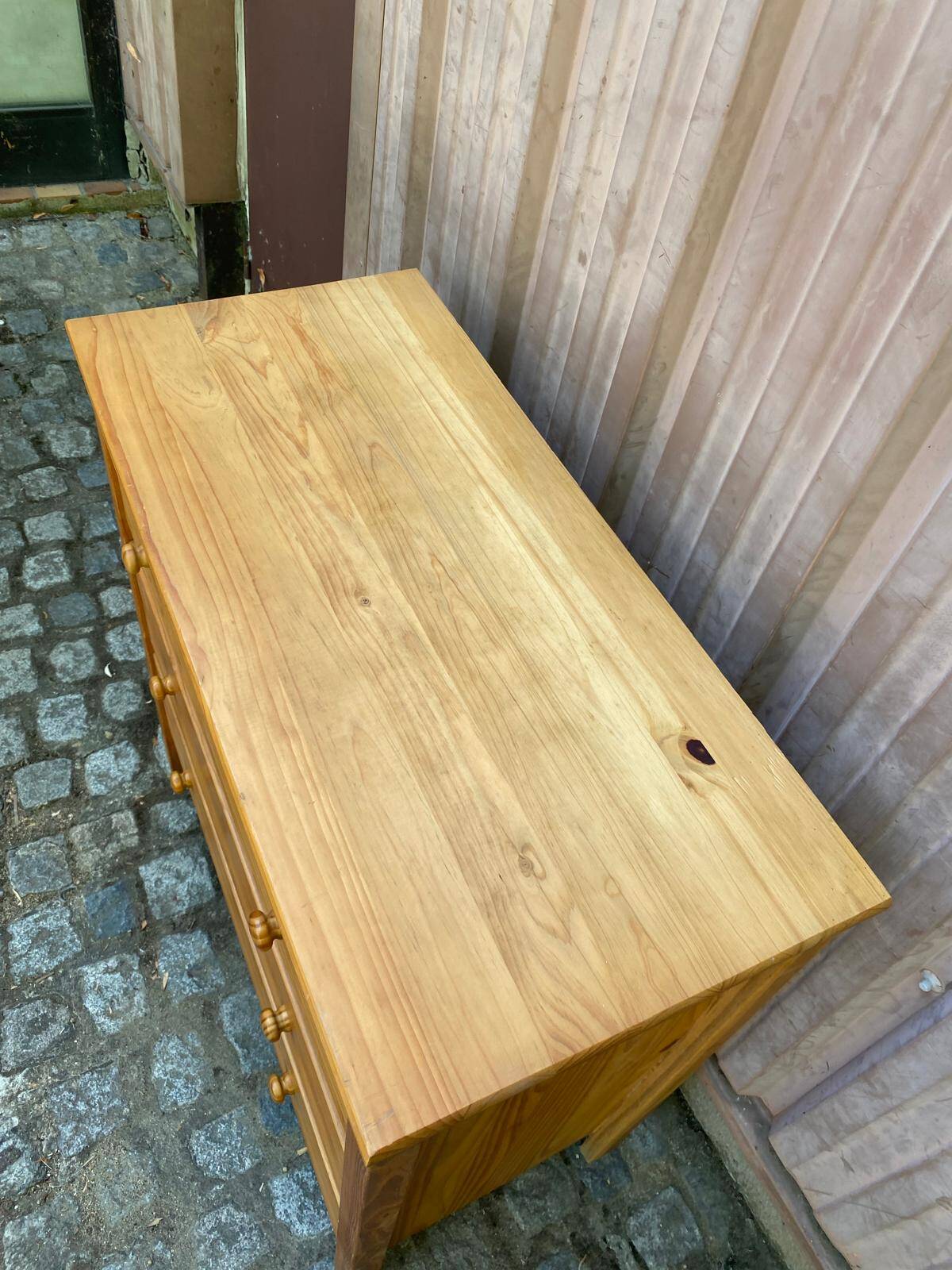 Commode scandinave en bois massif avec 3 tiroirs années 90