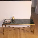 Sea green marble and brass coffee table
