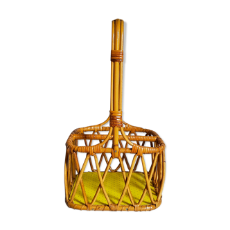 Basket bottle holder in rattan and vinyl 50s